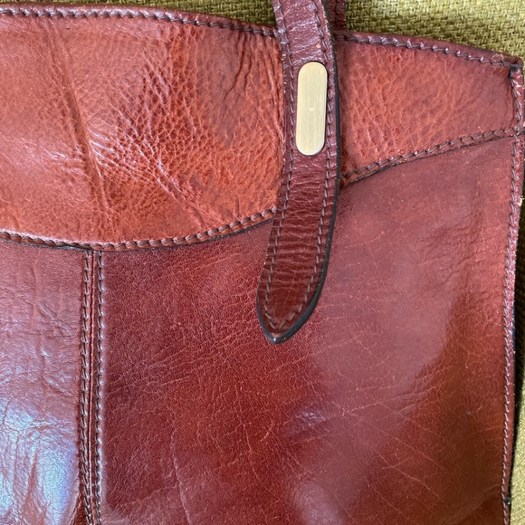 Women’s Artisanal Leather Tote Bag Cognac Minimal Handcrafted Vintage Style - Picture 2 of 11